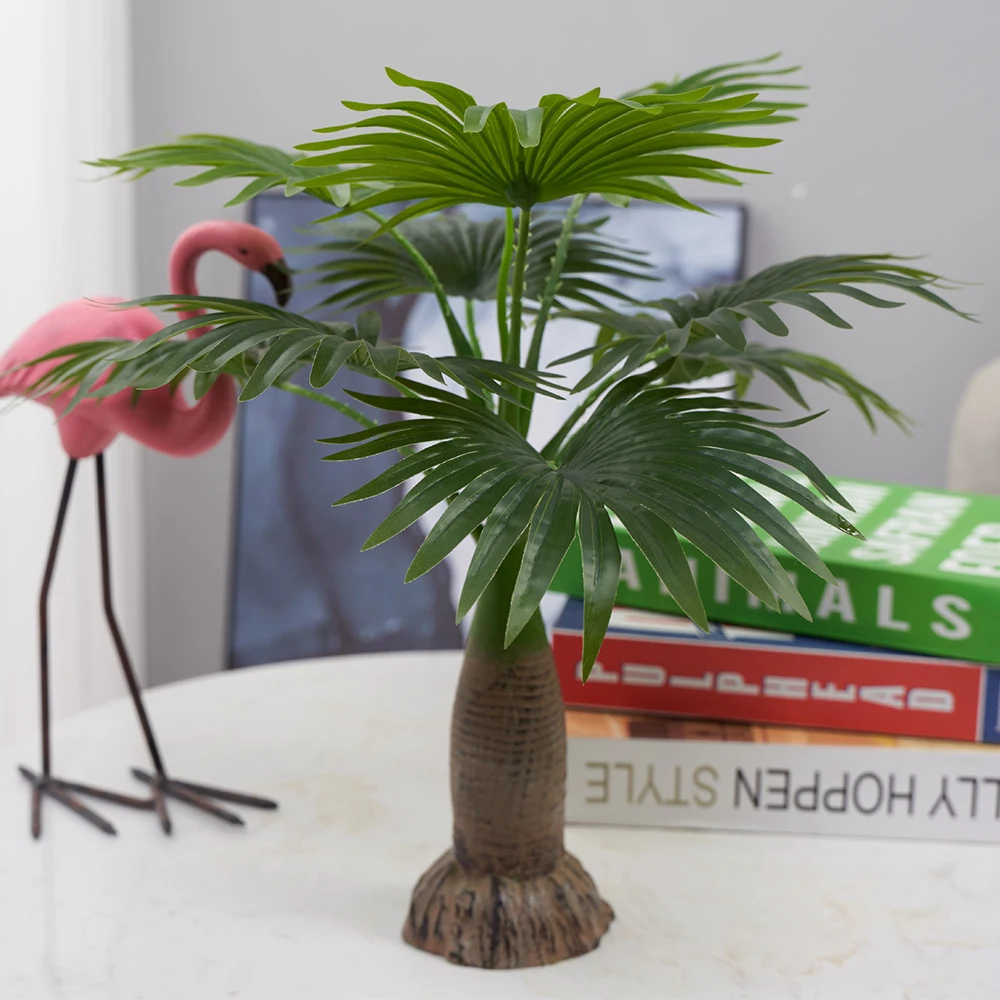 Artificial Palm Leaf Plastic Plants Tropical Sunflower Tree Fake Mini  Plant Faux Branch Leafs Home Accessories For Living Room