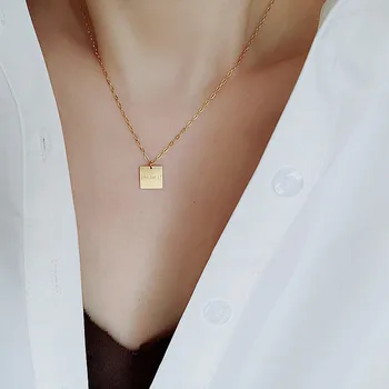 

Timeless Wonder Titanium Dream It Square Tag Chains Necklace Women Jewelry Stainless Steel Punk Gothic Designer Top Initial 6351