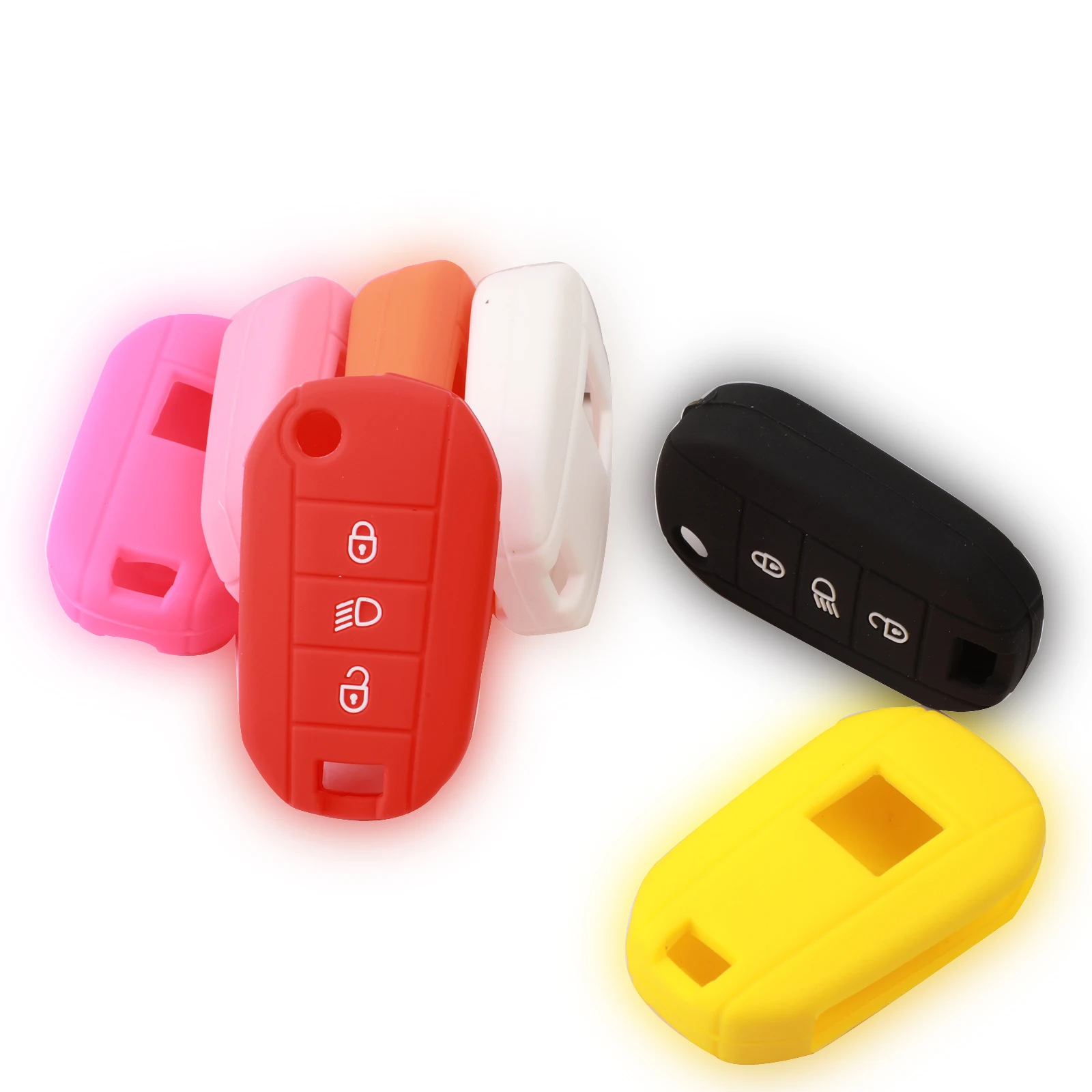 

3 Buttons Silicone Rubber Car Key Case for Peugeot 3008 208 308 508 408 2008 Protector Cover Holder Skin Car Accessories