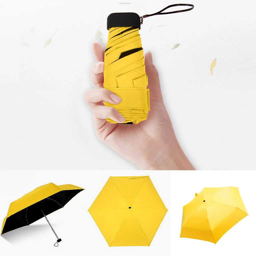 

Flat Lightweight Umbrella Parasol Folding Sun Umbrella Mini Simple Solid Color Sun & Rain UV Protection