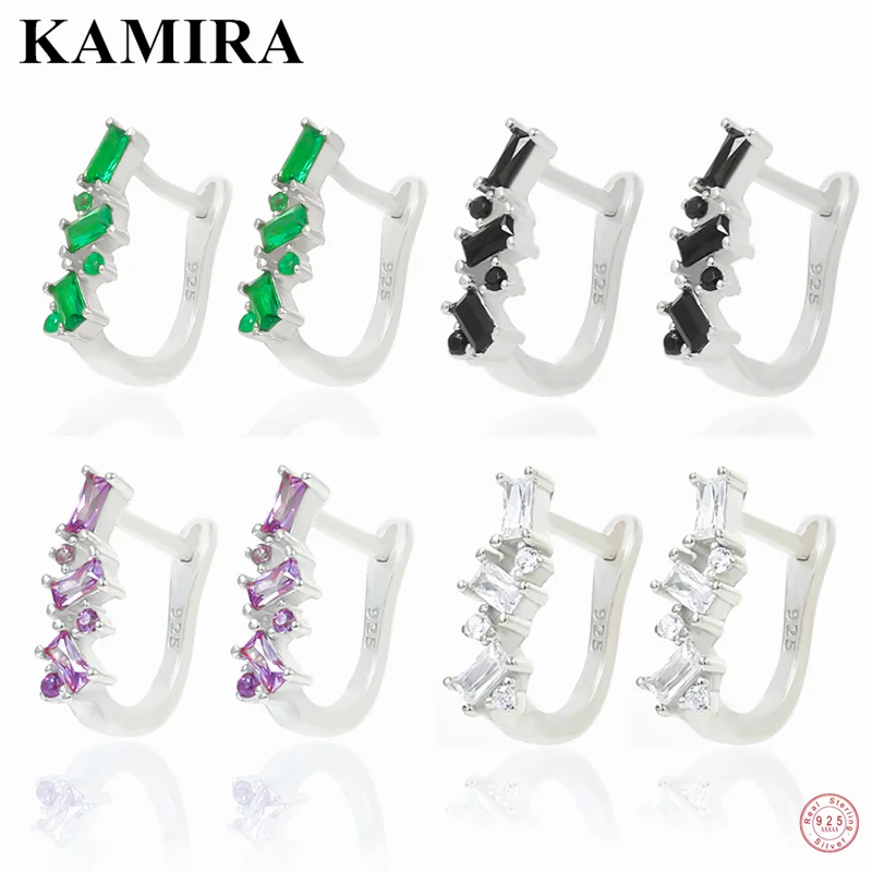 Kamira Orecchini In Argento Sterling 925 Con Fibbia Quadrata Vintage A Forma Di U Con Zircone A Forma Di U Per Gioielli Classici Semplici Da Donna