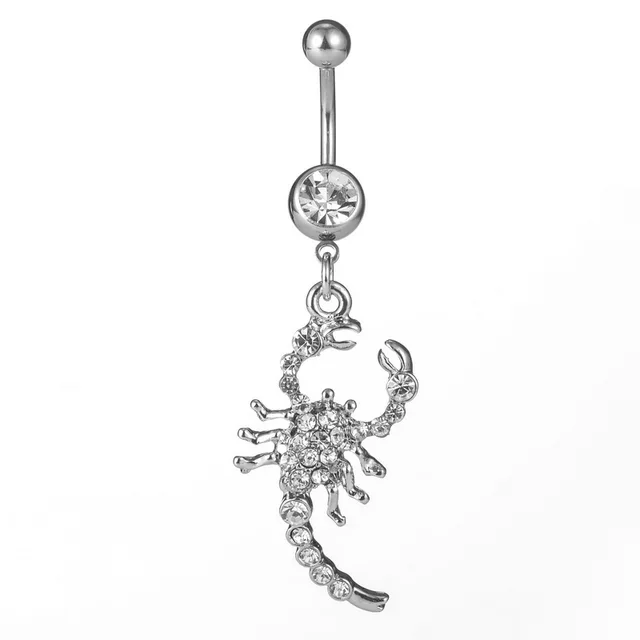Crystal Scorpion Navel Bell Button Rings 316L Surgical Steel Piercing Navel Rings Body Piercing Sex Body Jewelry Silver Scorpion