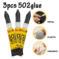 Deli – Super colle 7146 adhésive instantanée, 3g/pièce, convient pour colle métallique et bois, 3 pièces, 502 