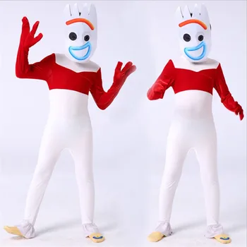 

2019 new Anime cosplay Forky Children's jumpsuit Onesies Red white style Halloween makeup party costumes Character costume