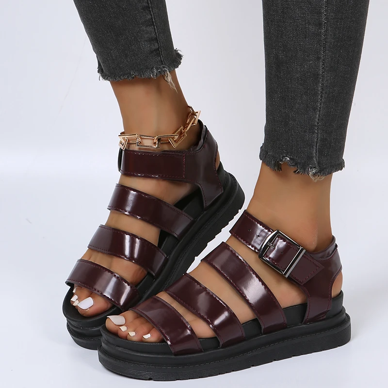 Sandalias de plataforma zapatos Martens de piel auténtica, suaves y cómodos, con fondo grueso, para verano, de mujer| AliExpress