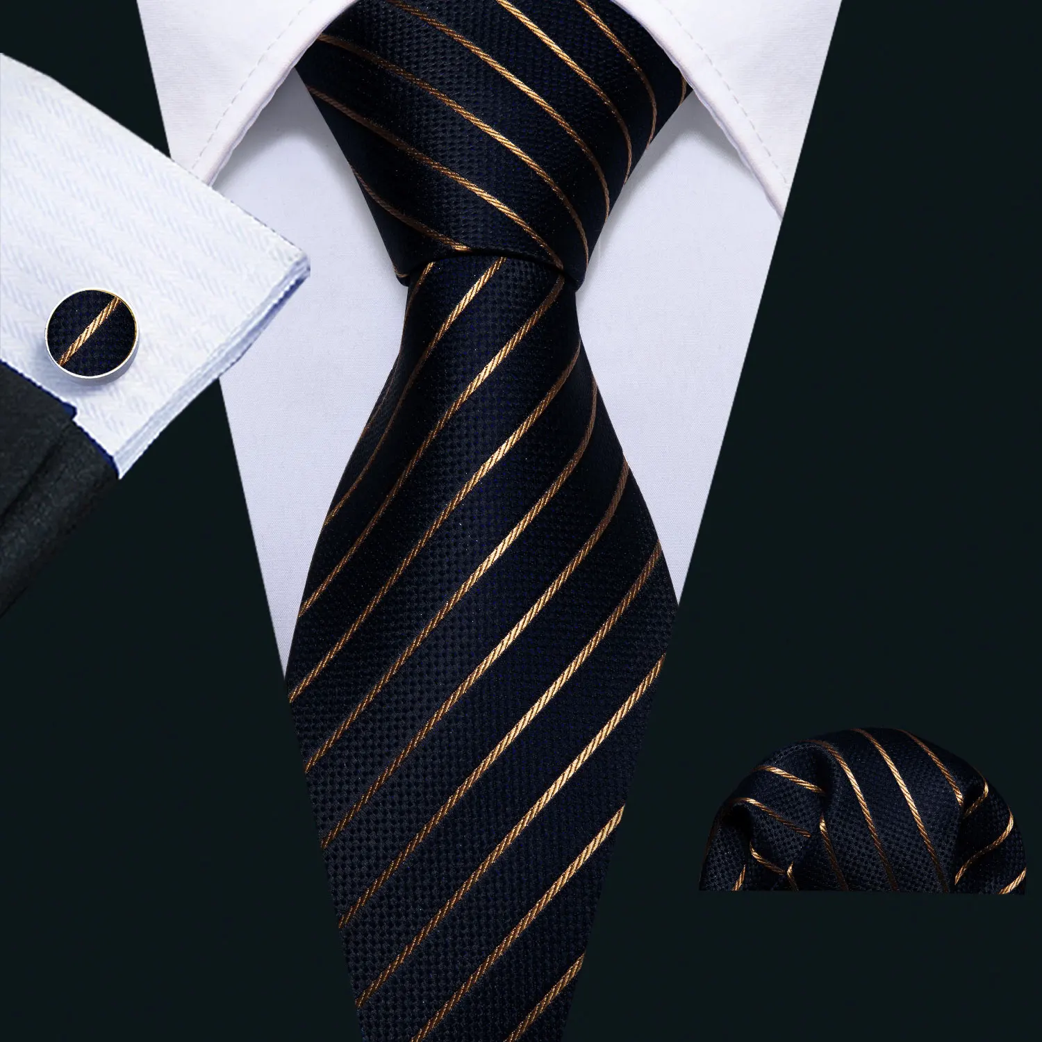 3 шт мужские шелковые галстуки для мужчин темно-синий галстук в горошек платок Пейсли жаккард тканая синяя Подарочная коробка для галстука набор Барри. Ван