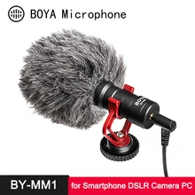 BOYA BY-MM1 Microphone Cardioid Shotgun for iPhone Android Smartphone Canon Nikon Sony DSLR Camera Consumer Camcorder PC Mic
