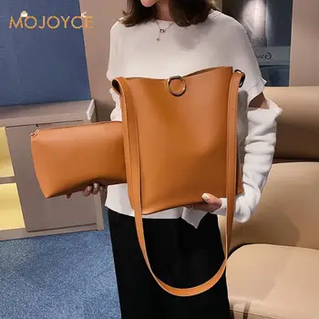 

2pcs/set Fashion Leather Women Shoulder Crossbody Bag Bucket Handbag Clutch Large Capacity Tote Bag Crossbody Bags for Women