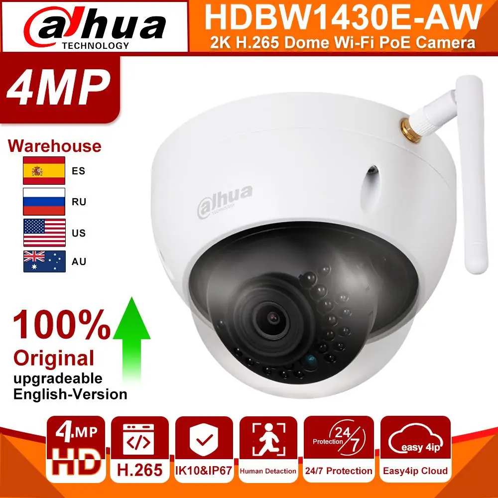 Оригинальная мини купольная IP камера Dahua беспроводная IPC HDBW1430E AW 4 мегапиксельная