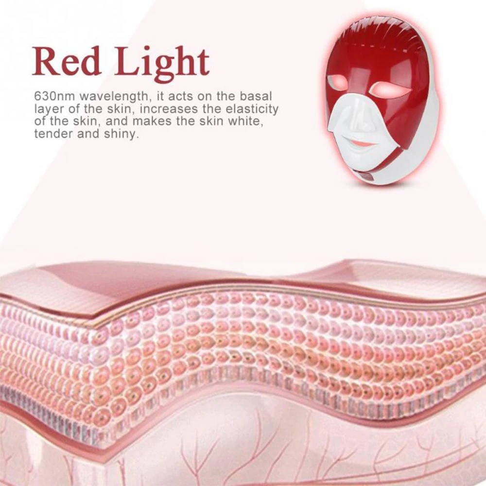  Rechargeable 7 Colors LED Mask Light Therapy Photon Skin Care Tool Face Skin Rejuvenation Whitening - 4000311772607