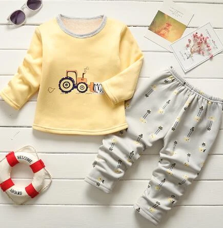 BibiCola/теплые пижамные комплекты для маленьких мальчиков; осенне-зимний хлопковый комплект одежды для сна с героями мультфильмов для маленьких мальчиков; детский домашний костюм с длинными рукавами