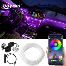 NLpearl RGB Car Atmosphere Neon LED Strip Light Multiple Modes App Sound Control Car Interior Light Auto Neon Decorative Lamp