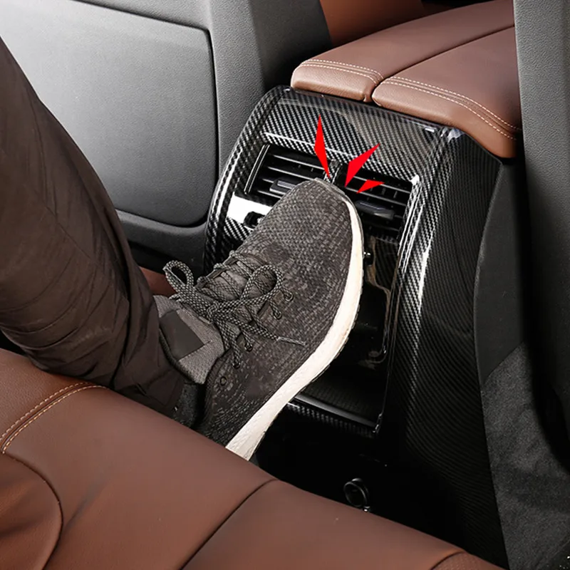 Карбоновое волокно цвет центральный подлокотник заднее украшение для вентиляционного отверстия рамка Крышка Анти-ногами отделка для BMW X5 G05 аксессуары для интерьера