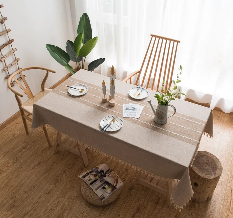 

Cotton and Linen Small Fresh Tablecloth Literary Round Table Coffee Table Table Cloth Rectangular Tablecloth