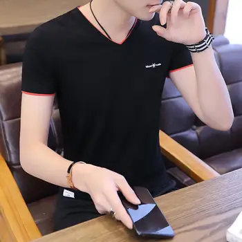 

Short-sleeved men's t-shirt light luxury bottoming shirt clothes loose trend round neck t-shirt summer men's clothing