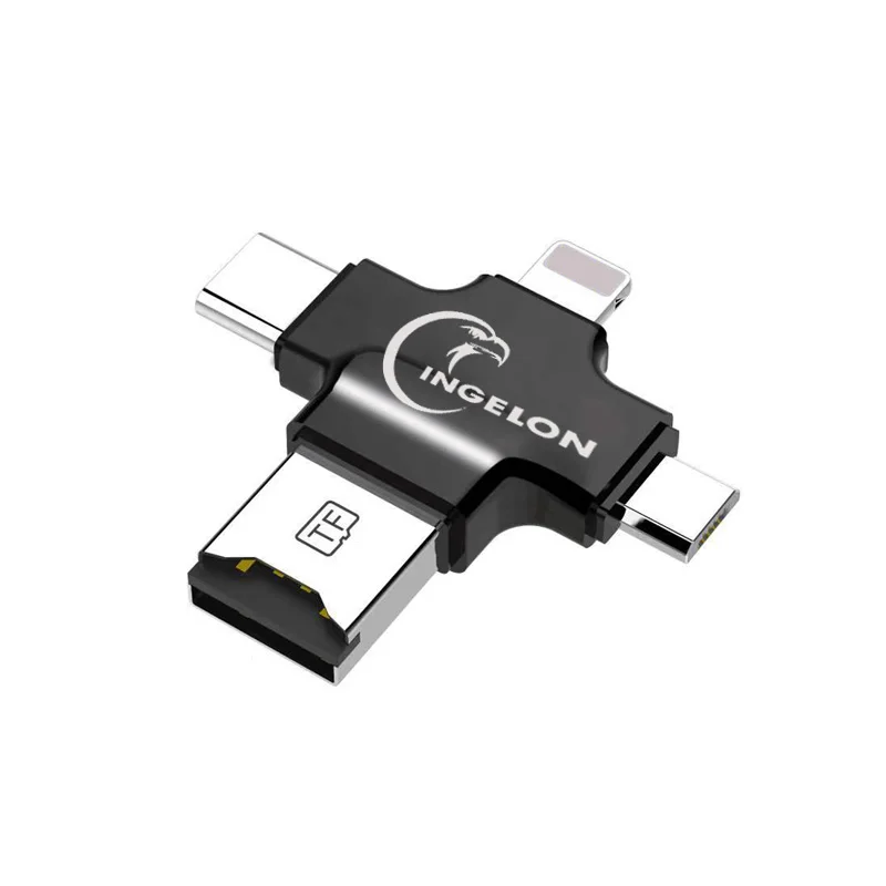 4in1-Reader-Black Micro SD ридер Microsd разъем с TF смарт-карты 8 Гб адаптер для iphone ios и Android телефонов OTG карт памяти ридер дропшиппинг - Цвет: 4in1-Reader-Black