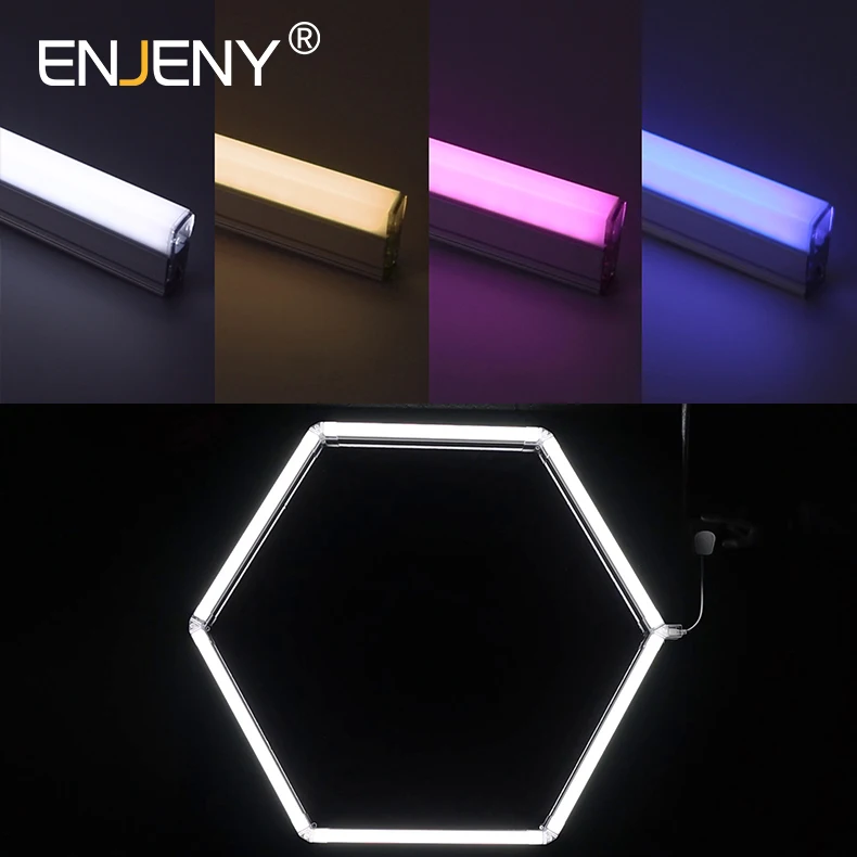 

Wholesale Random Splicing 6500K LED Hexagonal Lights for 4S Workshop Garage Wall Hanging of Auto Beauty Shop