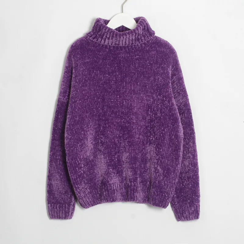 Purple Wixra, водолазка, женский свитер, стильный, синель, Осень-зима, теплый женский джемпер, толстые свитера, вязаный пуловер, топ, для женщин - Цвет: Purple