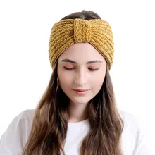 Caliente turbante de lana elástica Twist diadema caliente para mujer invierno Cruz cinta para el pelo de punto cómodos accesorios para cabello de mujer sombrero ruso(China)
