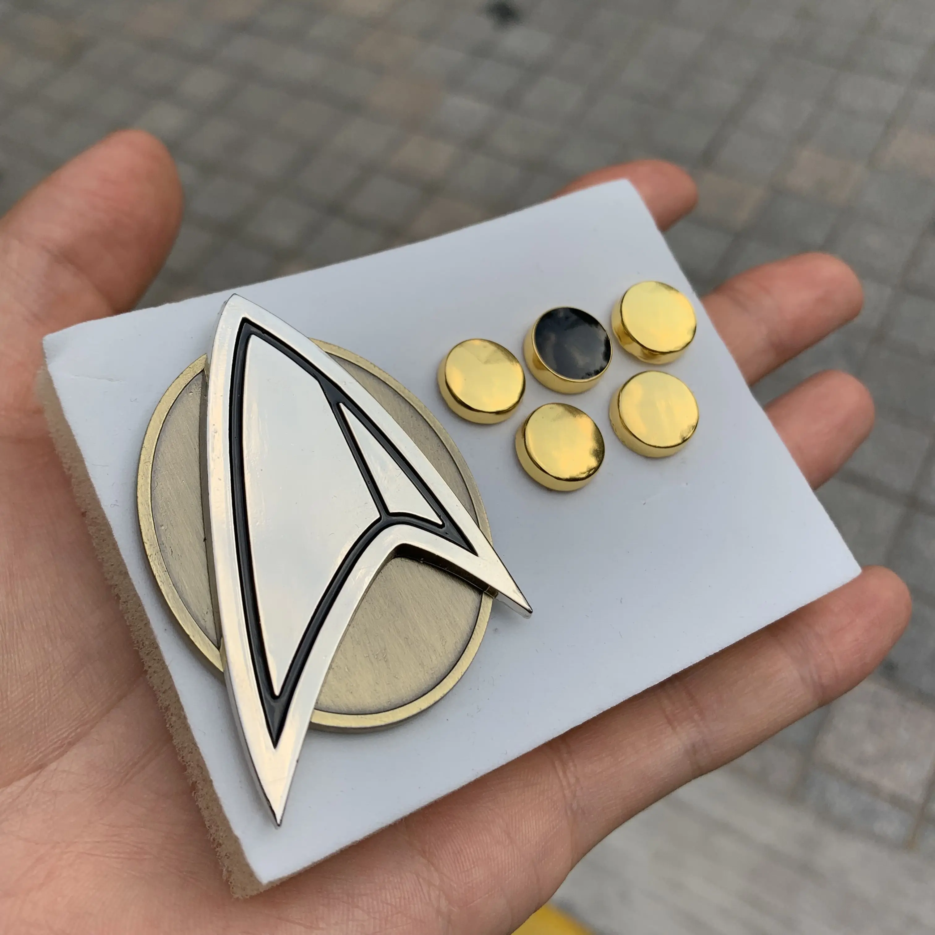 Skup 6 sztuk zestaw gwiazda Picard komunikator rangi pestki broszka Trek polecenia inżynierii nauki Pin Badge akcesoria Halloween Party Prop