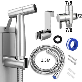 

Stainless Steel Toilet Hand Held Bidet Faucet Sprayer Bidet Set Sprayer Gun Toilet Spray For Bathroom Self Cleaning Shower Head