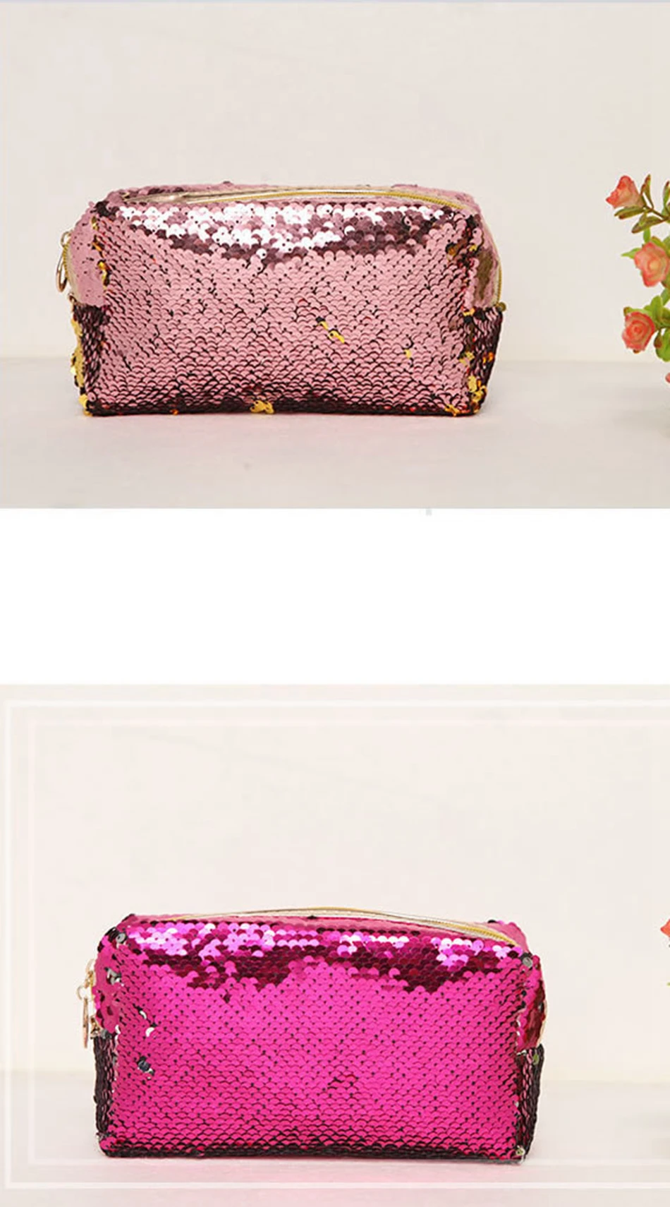 Fashion Sequin Glitter Portable Cosmetic Bag Organizer Holder Small Makeup Case Travel Storage Beauty Wash Zipper Women Girl Box