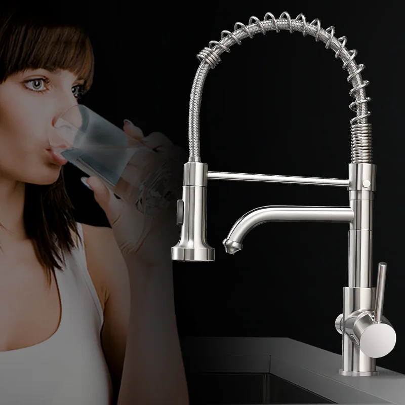 Description Picture 2 of itemKitchen Pure Water Filter Faucet Dual Handle Hot and Cold Drinking Water Pull Out Deck Mount Mixer Purification Tap