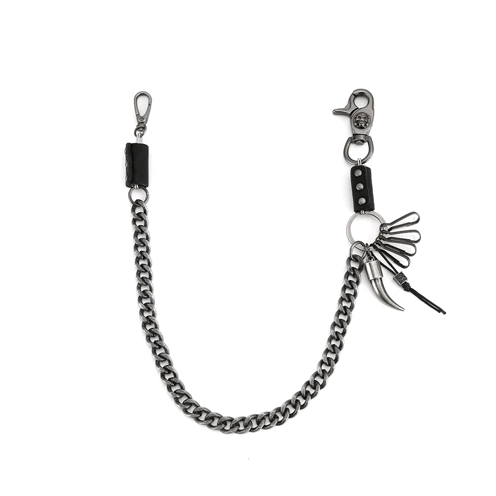 Biker Wallet Chains Wolf Tooth Charm Bicycle Belt Keychain Hiphop