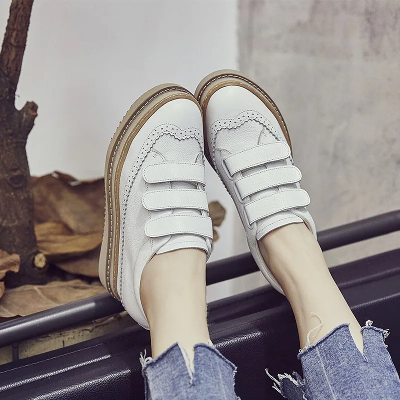

Fashion Leisure Solid Women Increased Internal Pumps Round Toe High Hook Loop Pumps Sewing Spring Autumm Platform Ladies Shoes