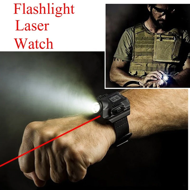 

Super Bright Wrist LED Light Flashlight Watch Portable Rechargeable for Climbing Camping MDJ998