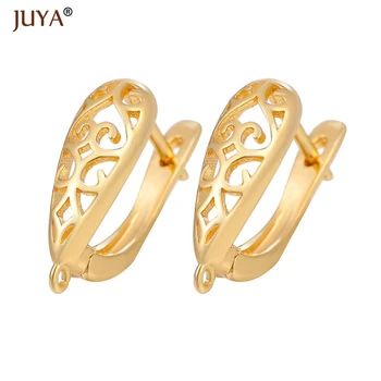 

JUYA Hollow Earrings Hook Clasps Gold/ color High Quality Copper Metal Earring Findings For DIY Women Jewelry Making