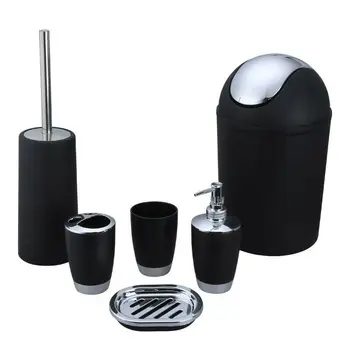 

HOT 6 Pcs Bathroom Toothbrush Holder Soap Stand Holders Hand Sanitizer Bottle Bins Toilet Brush Cup etc Accessories Kit