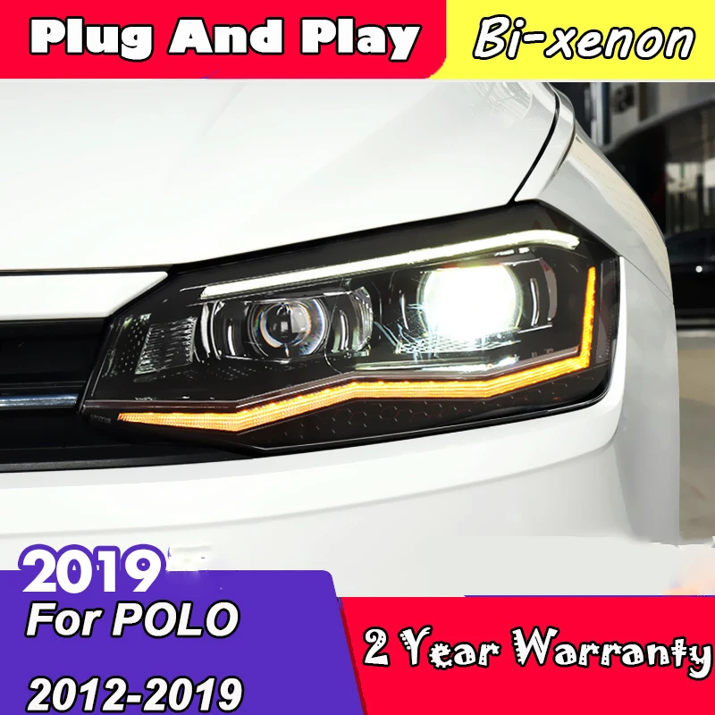 Для VW POLO головной светильник 2012 2019 год с DRL передние противотуманные лампы в сборе