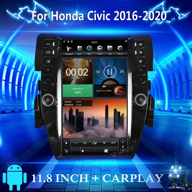 $US $582.00 2 Din Android GPS Navigation Car Radio For Honda Civic 2016 -2019 Multimedia MP3 Player Autoradio Vertical Tesla Screen