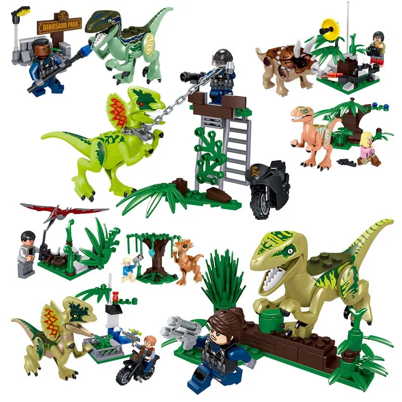 

Legoings Building Blocks Jurassic Park Dinosaurs World Colorful Raptor Pterosaurs Triceratops figures Toys for kids Childrens