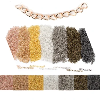 

50pcs/lot Rose Gold Silver Color Extension Tail Chain Connector Extended Jewelry Chains Accessories for Bracelet Necklace Making