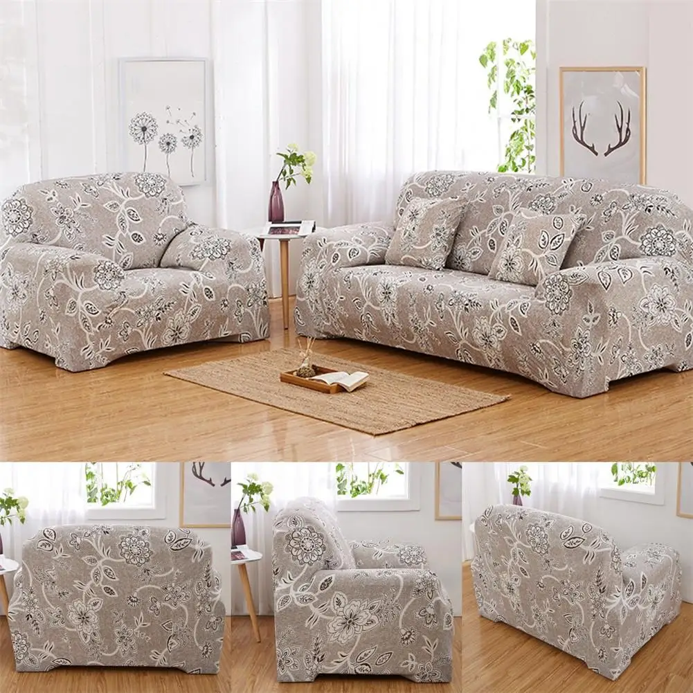 Эластичная спандексная ткань, полное покрытие, противоскользящий чехол для дивана с большим эластичным простым рисунком римского цветка, покрывало на диван мебель