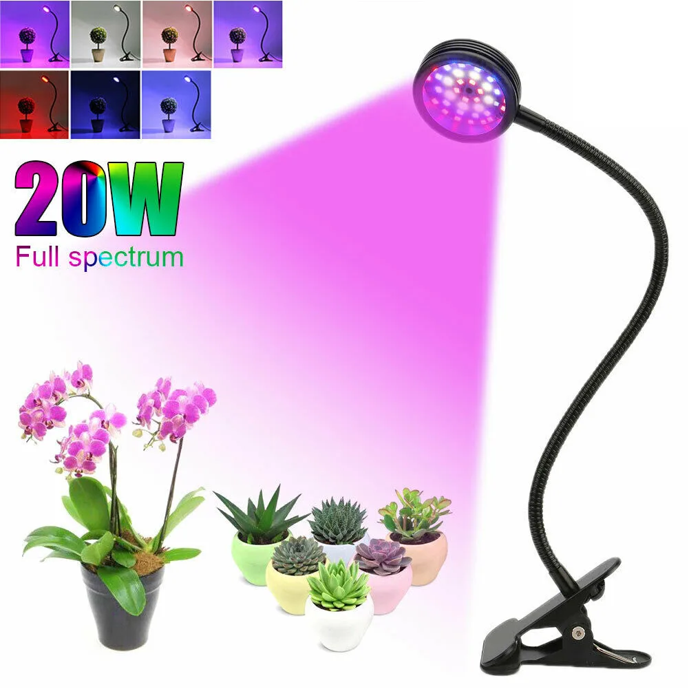 44 LEDs 6W Flower Durable Grow Light Aluminum Clip On Adjustable Desk Energy Saving Plant Lamp Indoor With Plug