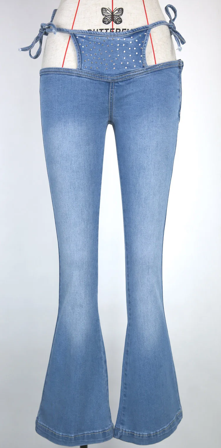 Calça jeans feminina biquíni de cintura ultra