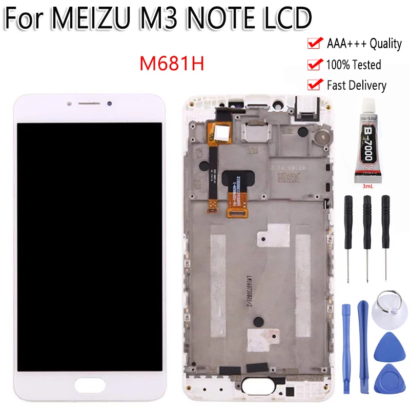 

5.5" For Meizu M3 Note M681H LCD Display Touch Screen Digitizer Assembly With Frame Replacement For MEILAN Note 3 Display