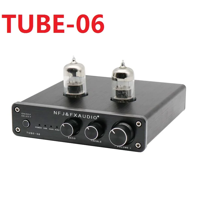 Silver FX AUDIO Tube Preamp TUBE-06 HiFi Home Audio Stereo HiFi 6N3 Vacuum Tube Preamplifier for Home Theater Audio Player System CM6653 with Sound Card with Bass Treble Control RCA//USB//AUX Input