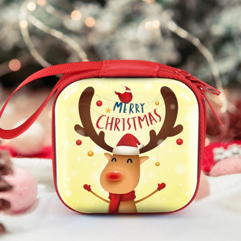 50 шт./лот, новинка, рождественское портмоне Санта Клауса, карман на молнии, сумка для хранения, подарочные наушники, кошелек для денег, конфетный, для детей, для девочек, квадратный
