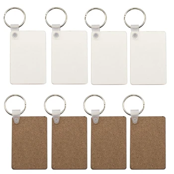 

30Pcs Sublimation Heat Transfer Wood Blank Rectangle MDF Keychains Jewelry DIY 23GE