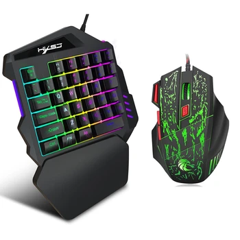 

HXSJ J50 Ergonomic Multicolor Backlight One-Handed Game Keyboard Mouse Set 5500DPI Gamer Gaming Mouse and Keyboard Kit for Home