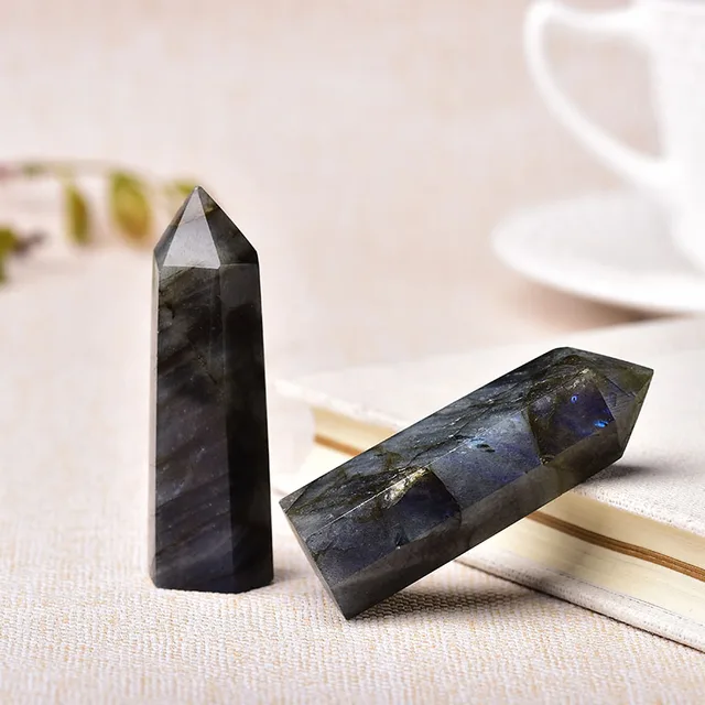 30 Color Natural Stones Crystal Point Wand Amethyst Rose Quartz Healing Stone Energy Ore Mineral Crafts Home Decoration 1PC Labradorite