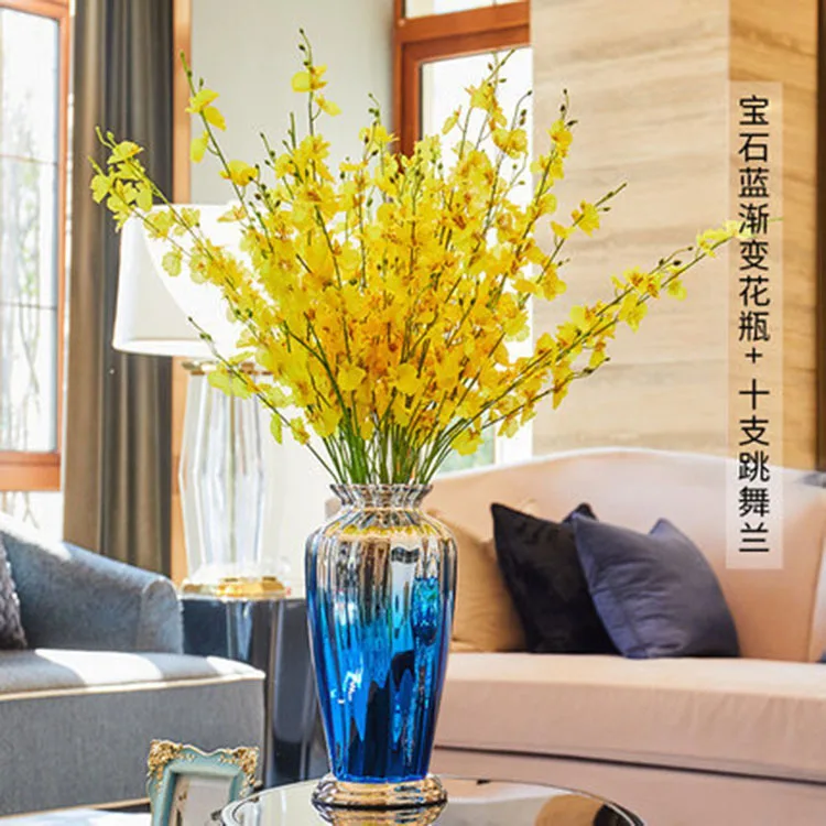 

Glass Home Decoration Gradient Blue Vase Decoration Furniture Model Room Desktop Living Room Decoration Floreros De Decoracion