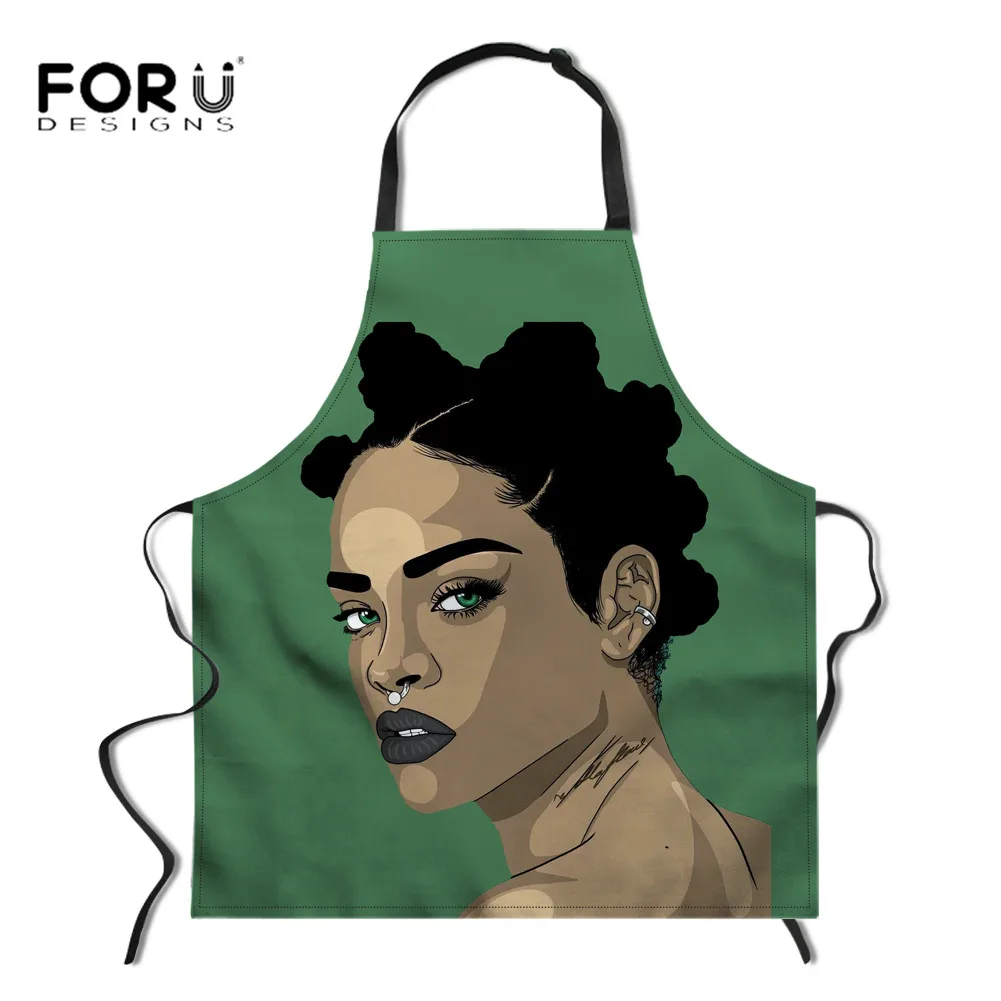 FORUDESIGNS/Регулируемый Кухонный Фартук с принтом Рианны, маслостойкие вечерние фартуки для барбекю, для выпечки, для леди, маникюрные фартуки