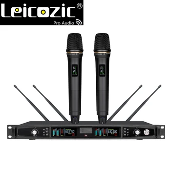 安い Leicozic Chargeable Battery Dual Wireless Microphone True Diversity 620-680Mhz Handheld/Headset/Lavalier Cordless Microphone