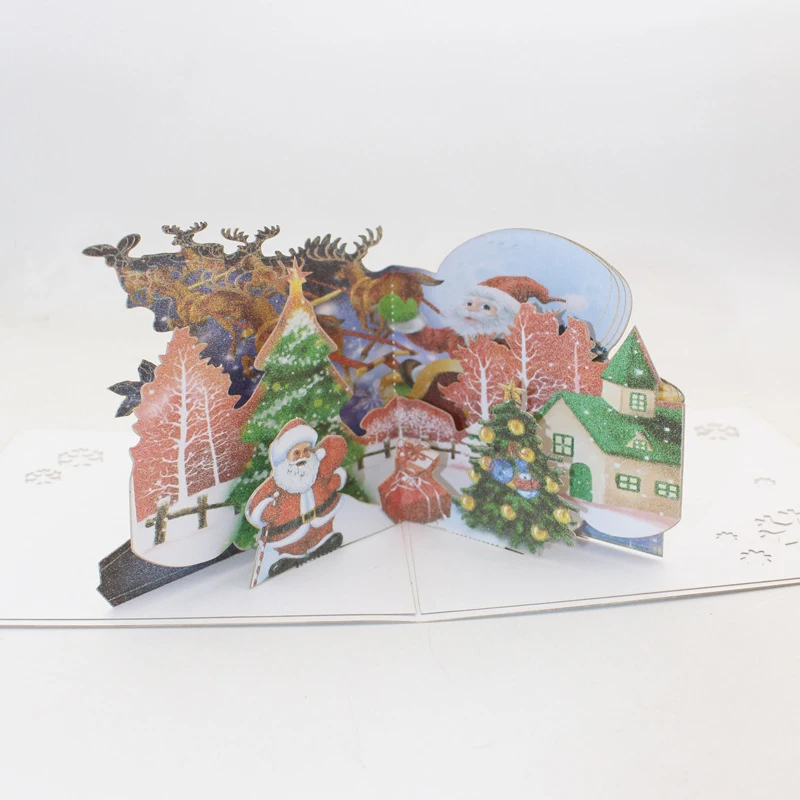 3D Handmade Chiristmas Carnival Village Paper Invitation Greeting Cards PostCard Merry Christmas Ch - 4.00032E+12