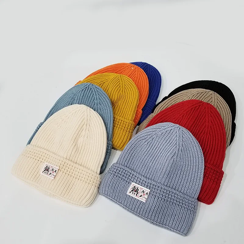 

2019 New Style Yarn Knitted Hat Hat Cloth Label for Both Men And Women Couples Casual Warm Ear Protection Autumn And Winter Hat